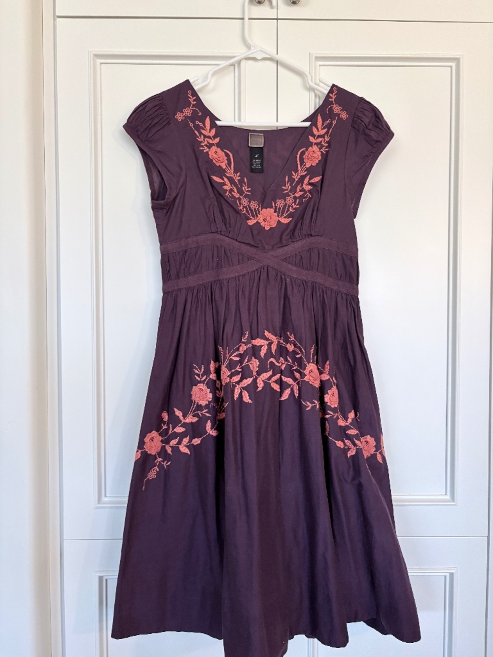 Lithe Purple Wine-colored Party or Wedding dress With Orange embroidered flowers